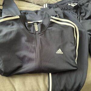 Adidas Black Tracksuit with White Stripes